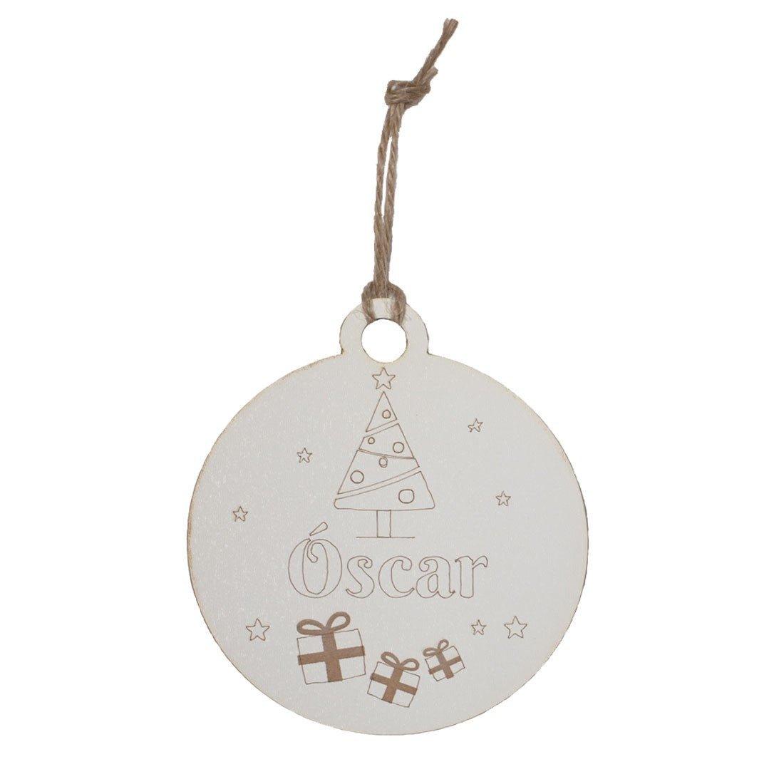 Adorno navideño Bola madera personalizada nombre Arbol - Nanetes #